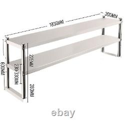 VEVOR Stainless Steel Commercial Wide Double Overshelf 12x72 for Prep Table