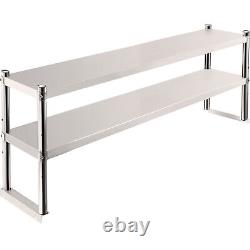 VEVOR Stainless Steel Commercial Wide Double Overshelf 60X12 for Prep Table