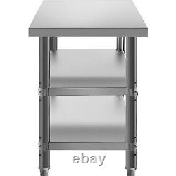 VEVOR Stainless Steel Table 48x18x33In BBQ Food Prep Table Commercial Restaurant
