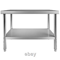 VEVOR Stainless Steel Work Prep Table Commercial Food Prep Table 48x18x34in