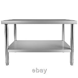 VEVOR Stainless Steel Work Prep Table Commercial Food Prep Table 48x24x34 in