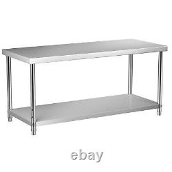 VEVOR Stainless Steel Work Prep Table Commercial Food Prep Table 72x30x34in