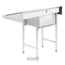WILPREP 1 Compartment Commercial Utility Prep Sink with Drainboard Stainless Steel
