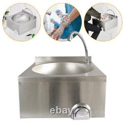 Wall Mount Bowl with FAUCET Set Commercial Stainless Hand Wash Sink Knee Operated