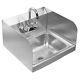 Wall Mount Commercial Kitchen Stainless Steel Hand Sink With Side Splashes