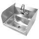 Wall Mount Hand Wash Sink Commercial Kitchen Stainless Steel W Side Splashes