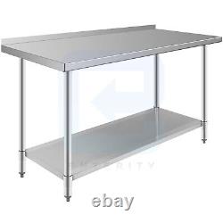 Work Adjustable Stainless Steel Table 24x60 Commercial Kitchen with Backsplash