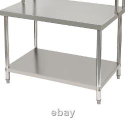 Work Table 48''30'' Commercial Stainless Steel with 2 Tier Overshelves Silver